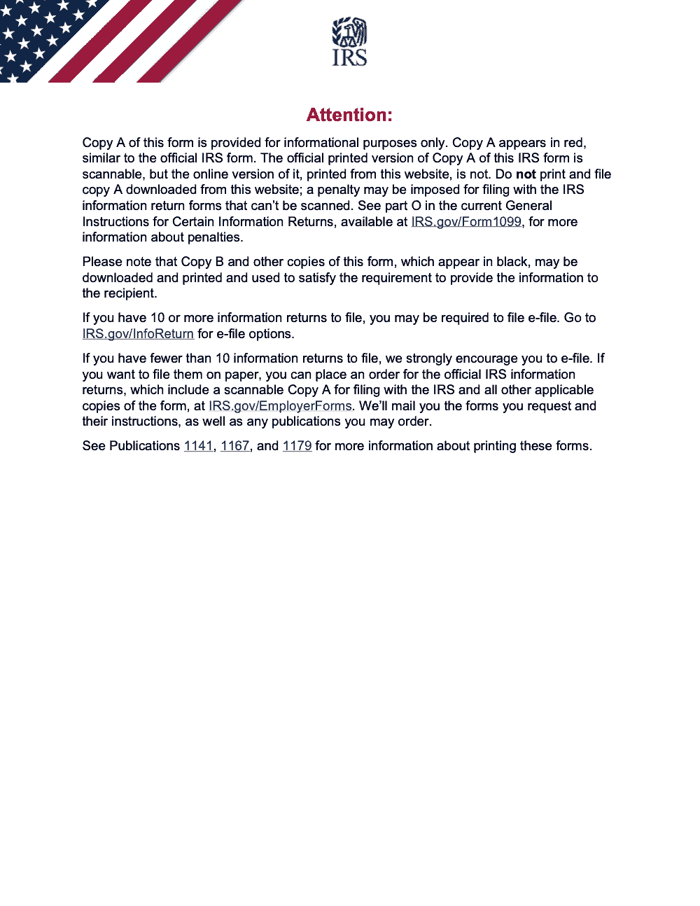 Page 1 of 4 of the official IRS Form 1098‑Q PDF (Rev. April 2025): IRS “Attention” notice for filers