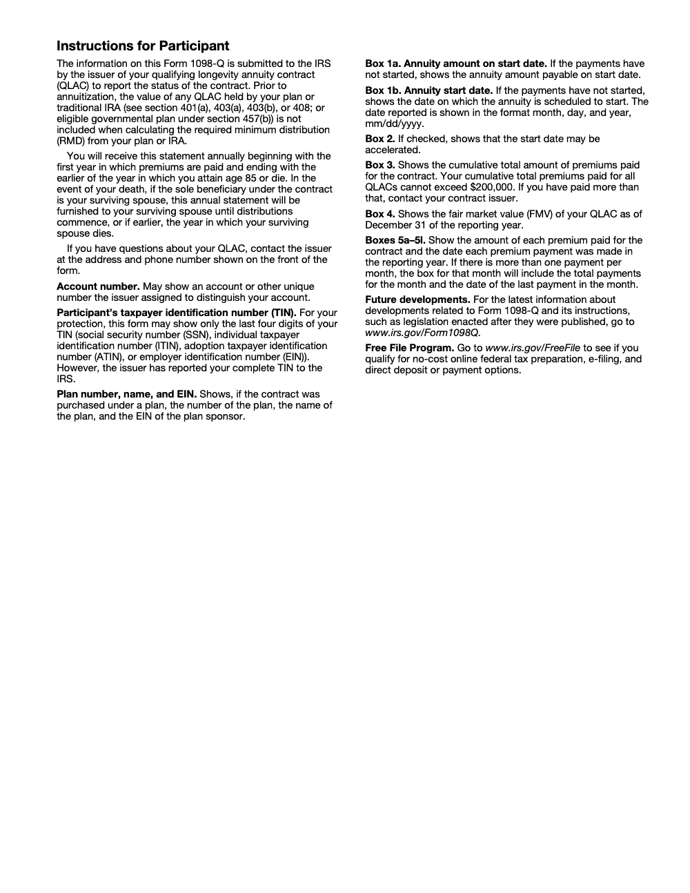 Page 4 of 4 of the official IRS Form 1098‑Q PDF (Rev. April 2025)