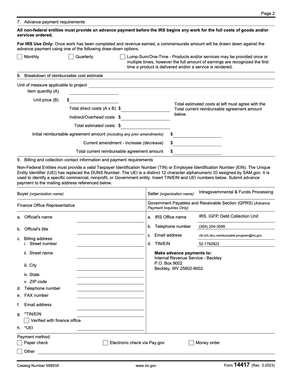 Page 2 of 6 of the official IRS Form 14417 PDF (Rev. March 2023)