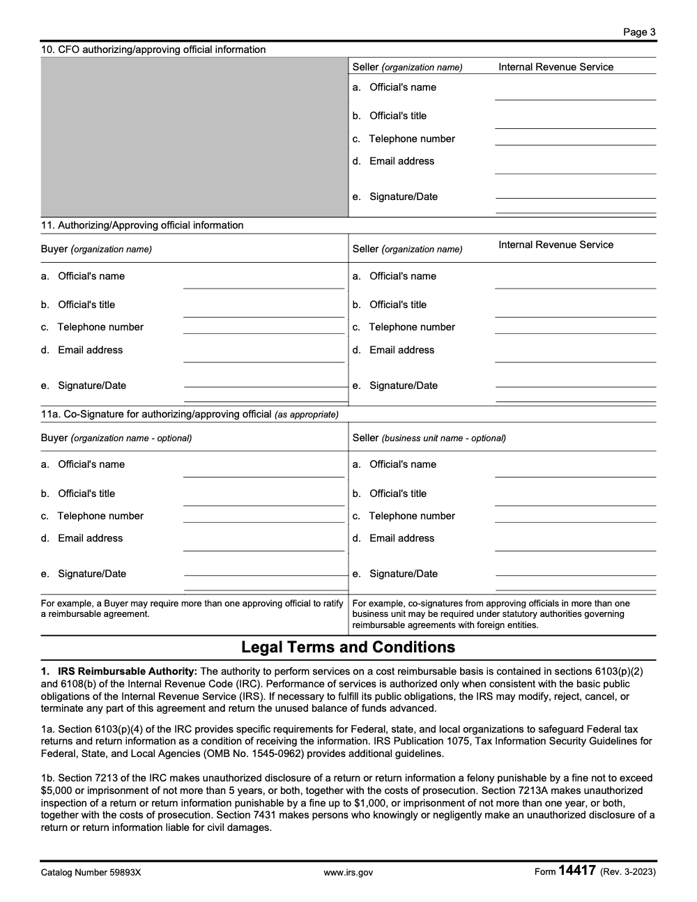 Page 3 of 6 of the official IRS Form 14417 PDF (Rev. March 2023)