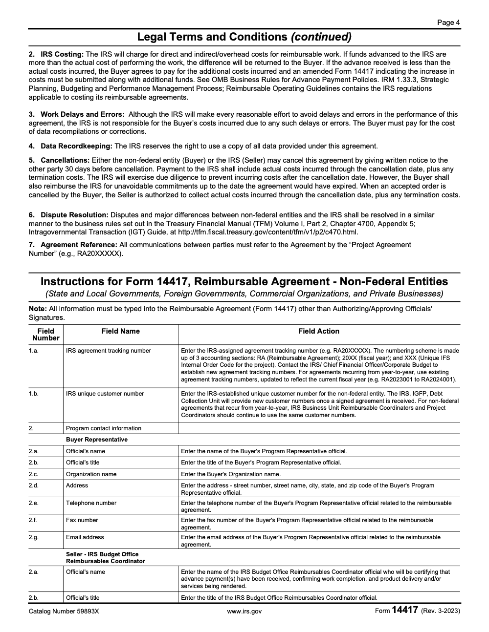 Page 4 of 6 of the official IRS Form 14417 PDF (Rev. March 2023)