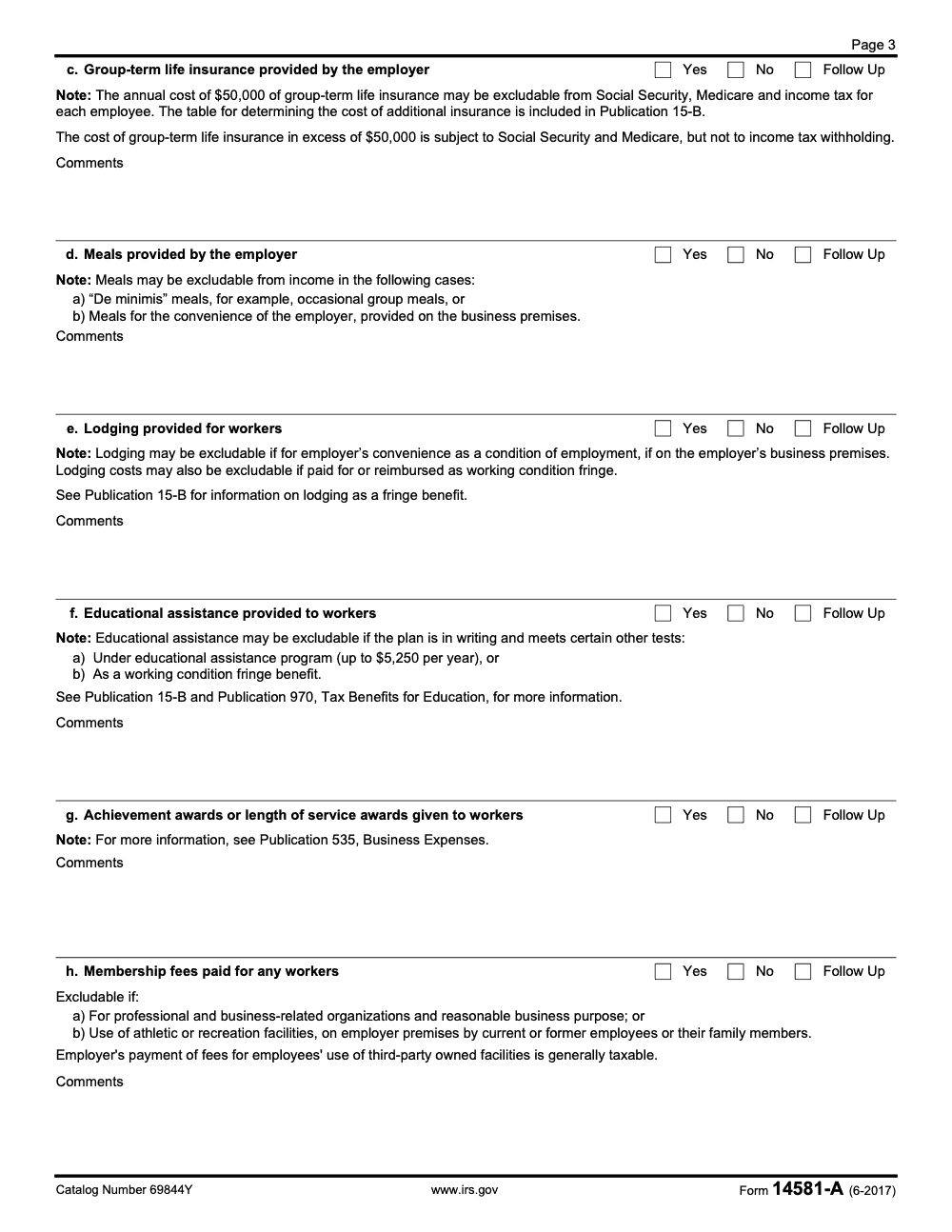 Page 3 of 4 of the official IRS Form 14581-A PDF (June 2017 edition)