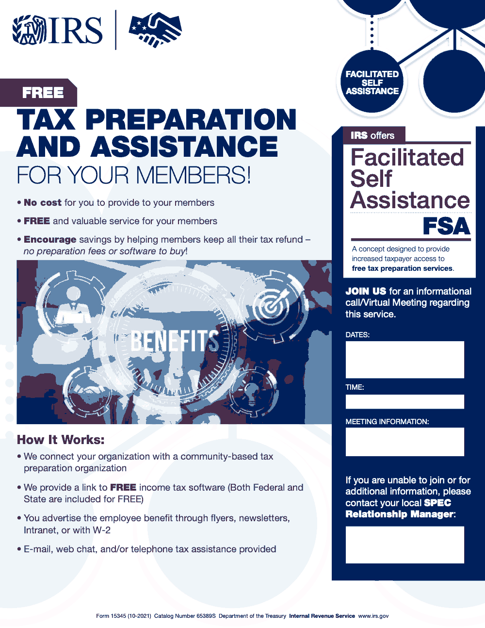 Page 1 of 1 of the official IRS Form 15345 PDF (October 2021 edition)