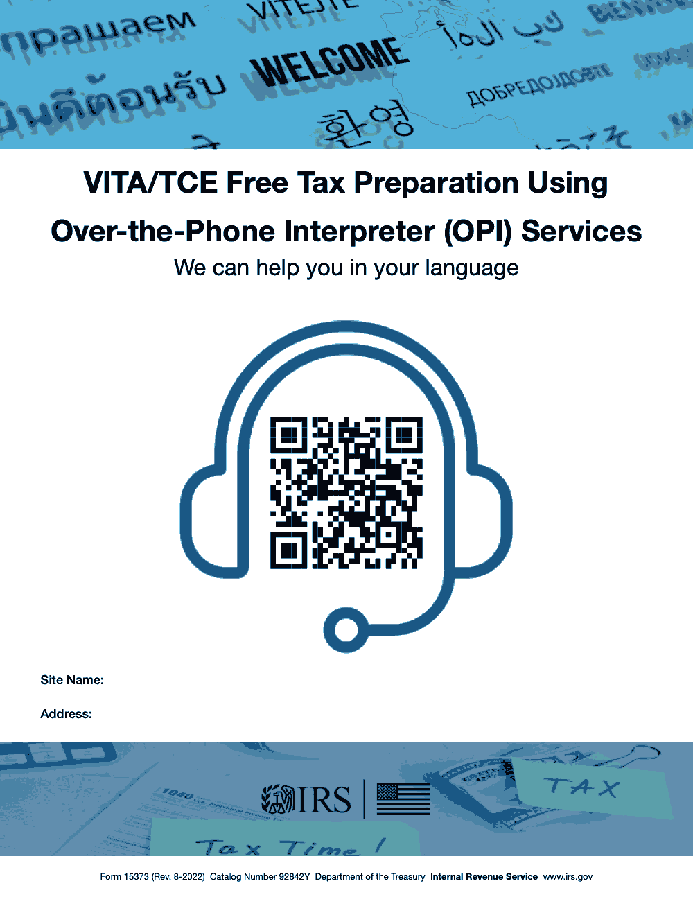Page 1 of 1 of the official IRS Form 15373 PDF (Rev. August 2022)