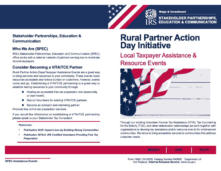Page 1 of 2 of the official IRS Form 15601 PDF (October 2023 edition)
