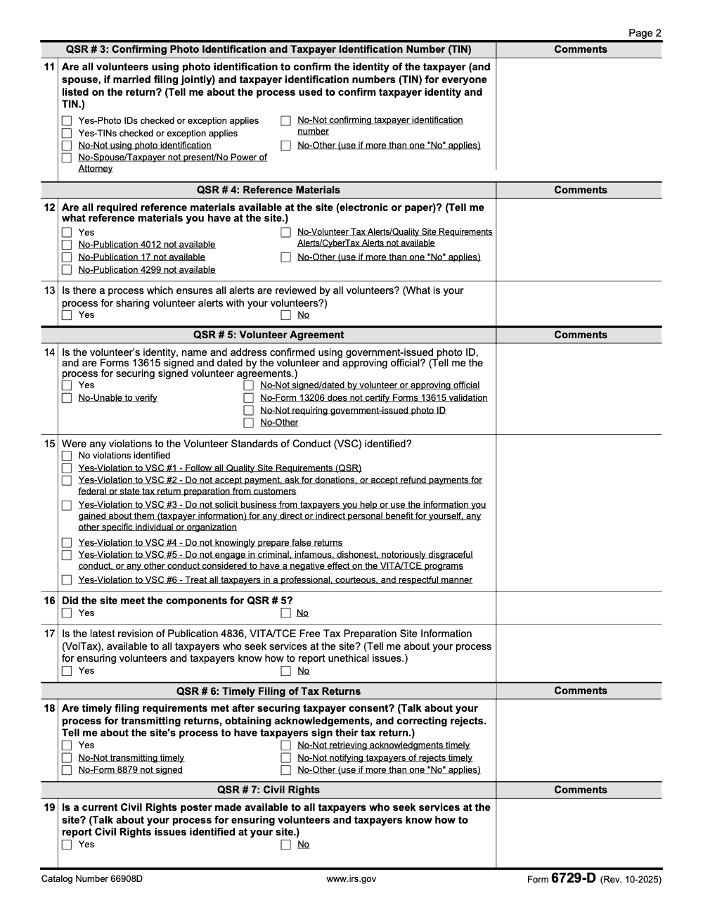 Page 2 of 3 of the official IRS Form 6729-D PDF (Rev. October 2025)