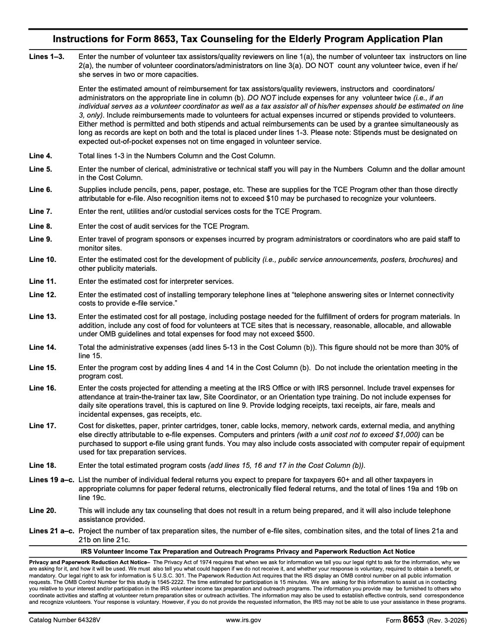 Page 2 of 2 of the official IRS Form 8653 PDF (Rev. March 2026)