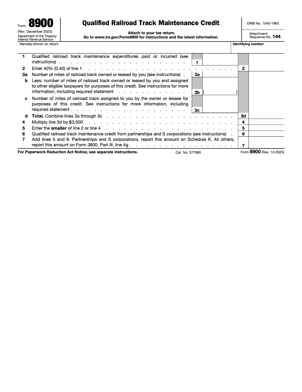 Page 1 of 1 of the official IRS Form 8900 PDF (Rev. December 2023): Part III