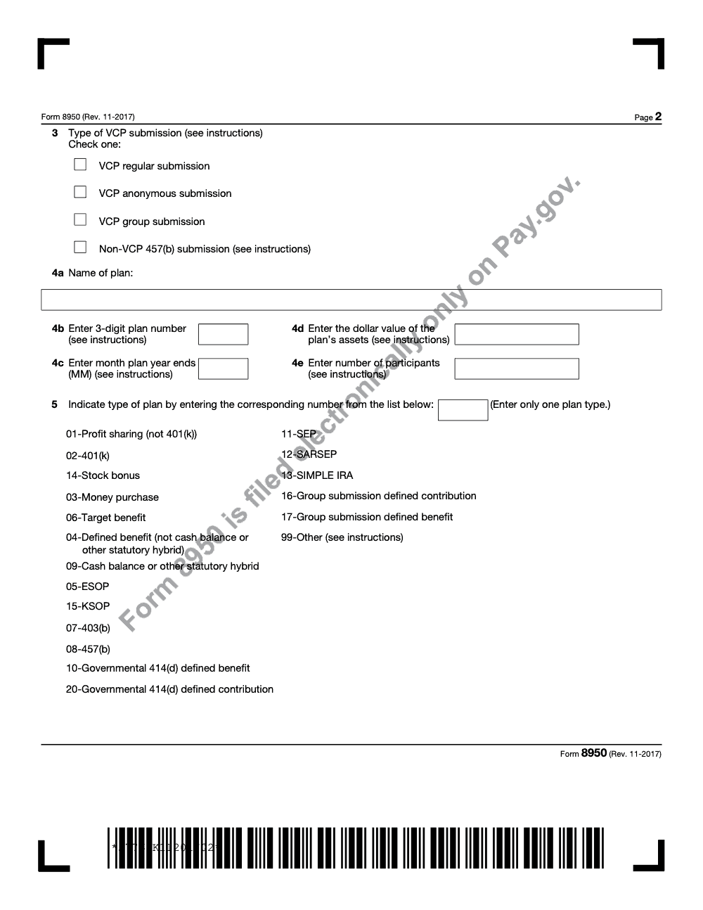 Page 2 of 6 of the official IRS Form 8950 PDF (Rev. November 2017)