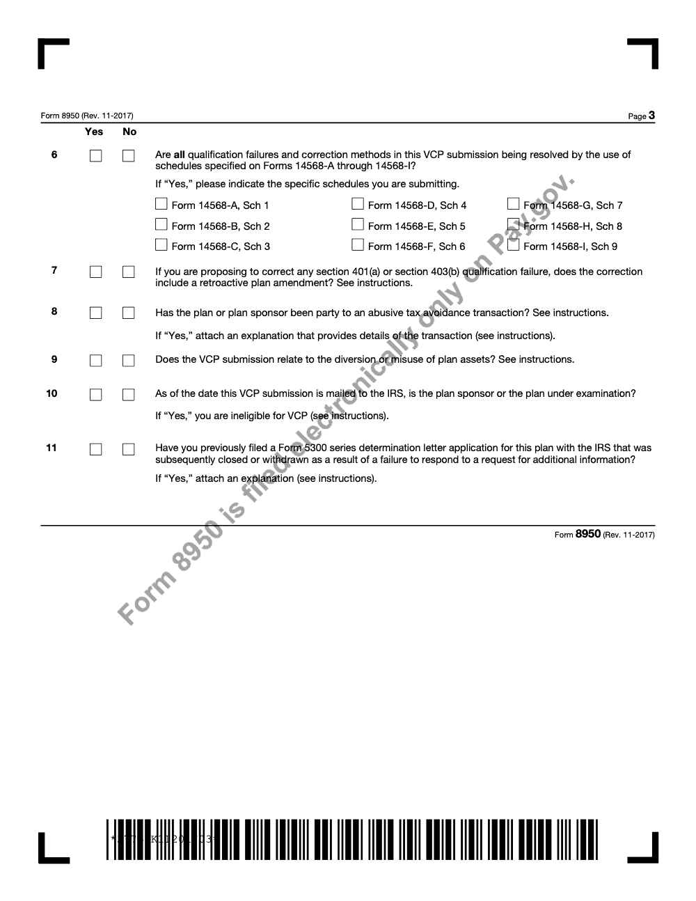 Page 3 of 6 of the official IRS Form 8950 PDF (Rev. November 2017)