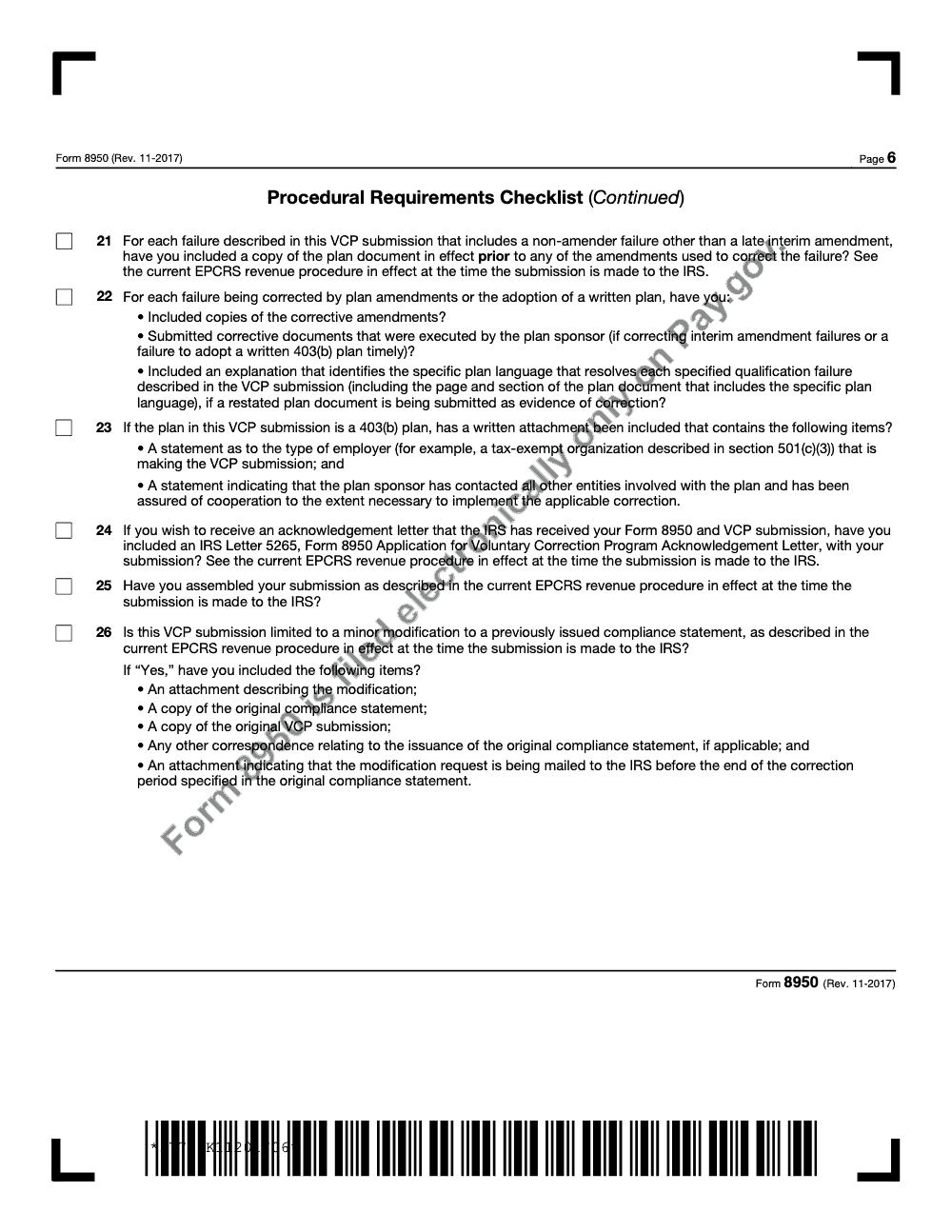 Page 6 of 6 of the official IRS Form 8950 PDF (Rev. November 2017)