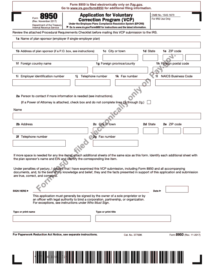 Page 1 of 6 of the official IRS Form 8950 PDF (Rev. November 2017)