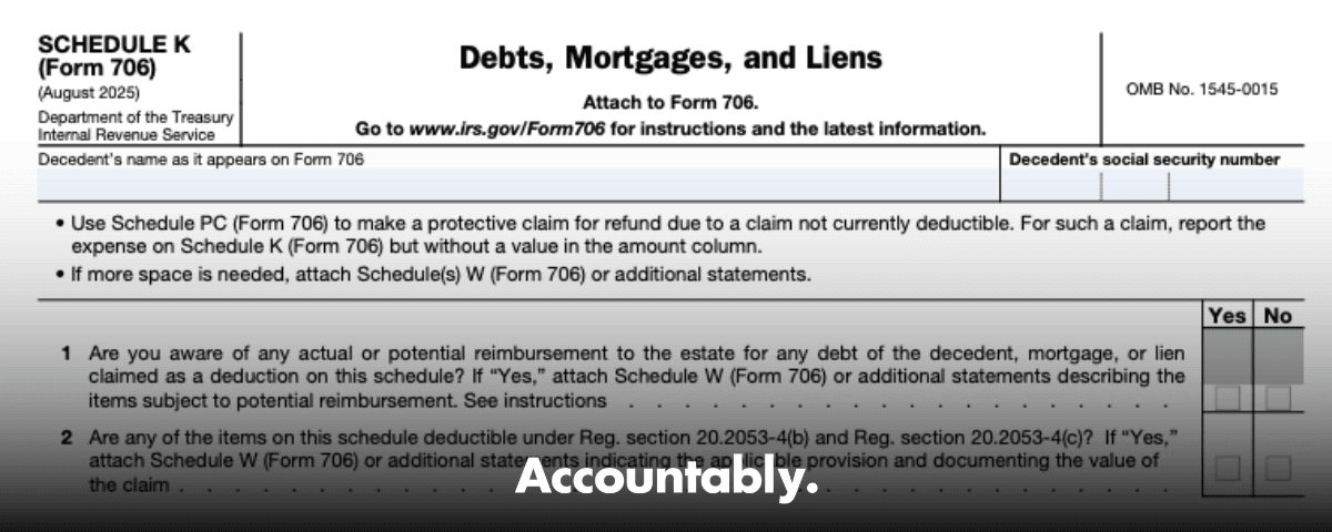 Form 706 Schedule K