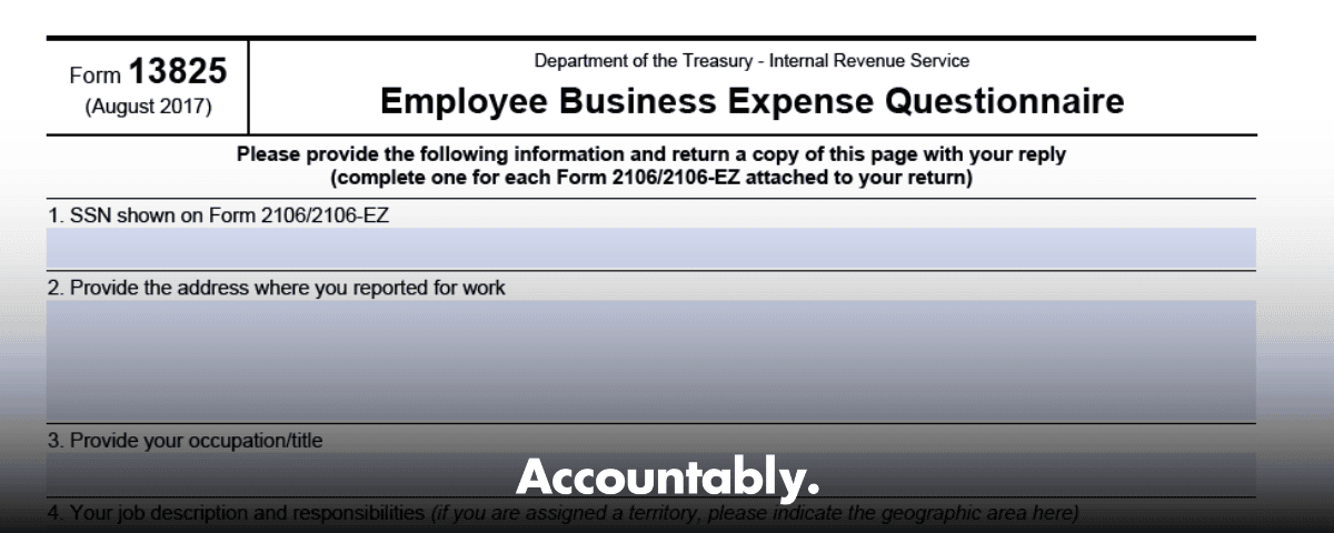 IRS Form 13825 - Employee Business Expense Questionnaire Guide ...
