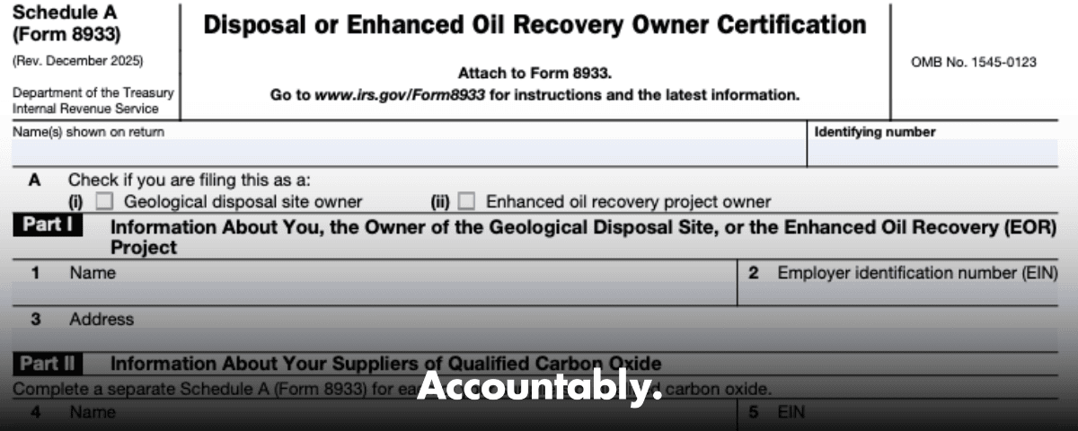 Form 8933 Schedule A - 45Q Owner Certification & Filing Guide ...
