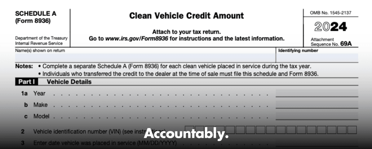 Form 8936 Schedule A - Clean Vehicle Credit Guide – Accountably.com