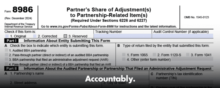 Form 8986 - Partner Adjustment Statements Guide – Accountably.com