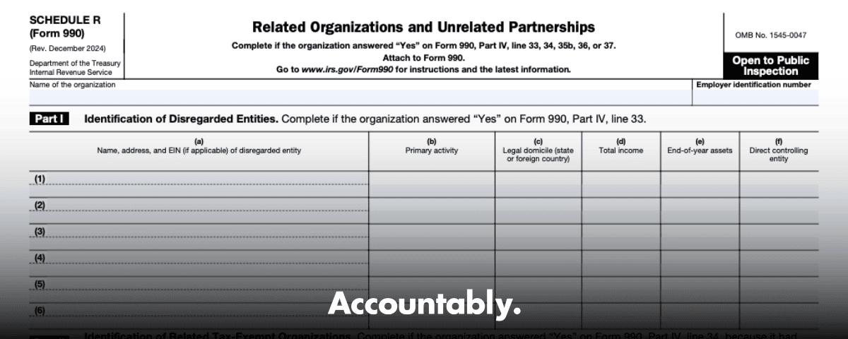 Form 990 Schedule R - Control Tests, Reporting, Checklist – Accountably.com
