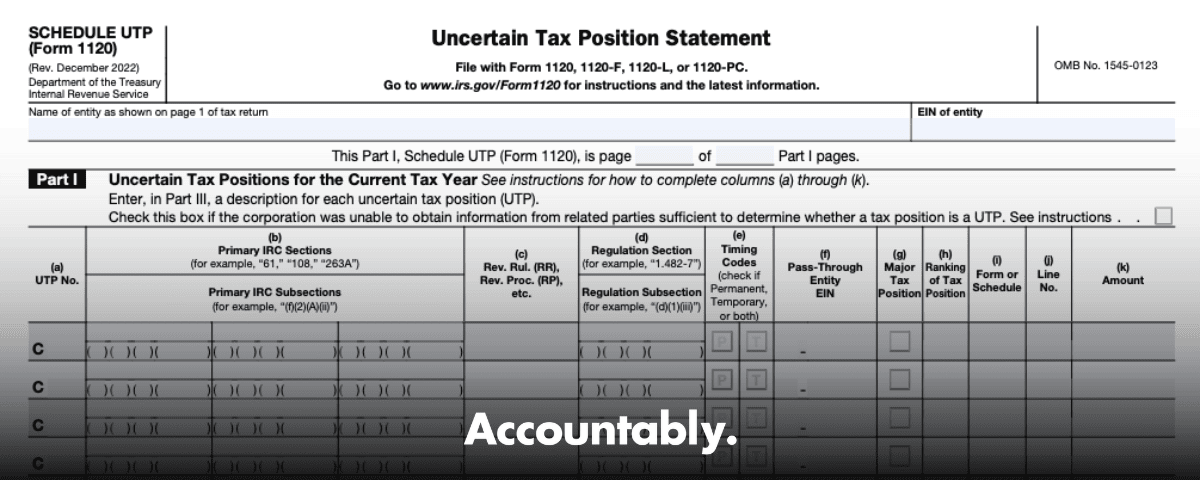 Form 1120 Schedule UTP - Guide, Requirements, Examples – Accountably.com