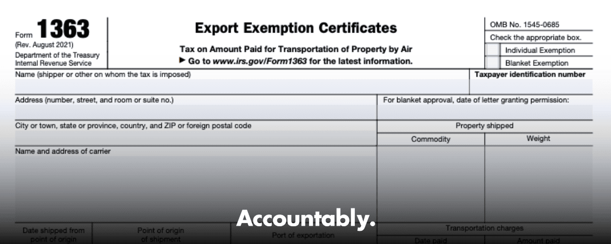 Form 1363 - Export Exemption Certificate for Air Cargo Tax ...
