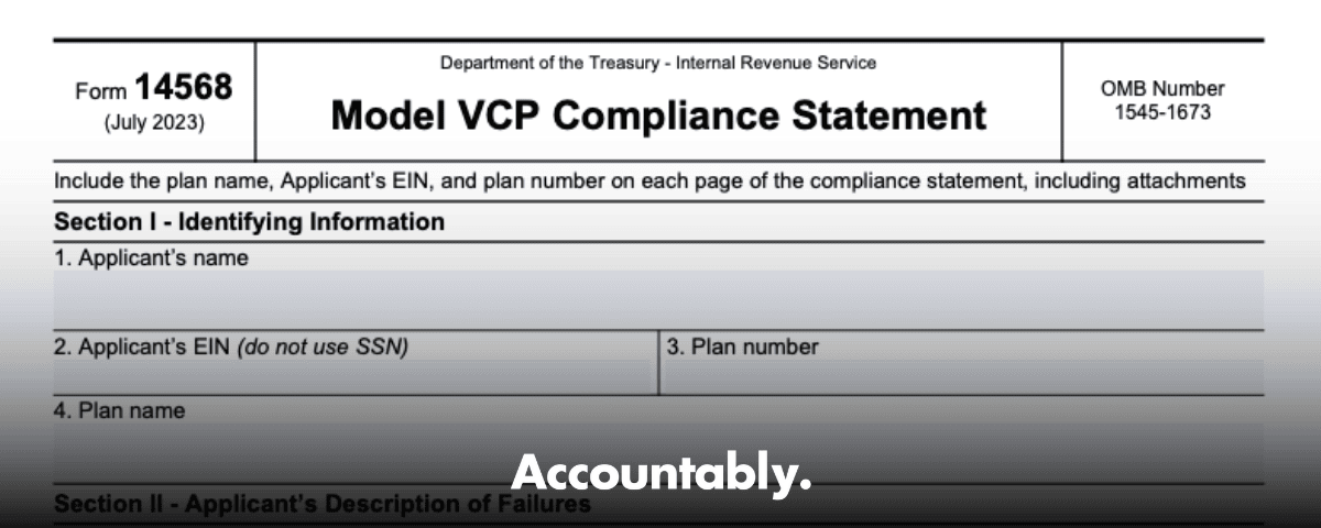 Form 14568 - VCP Compliance Statement Guide 2025 – Accountably.com