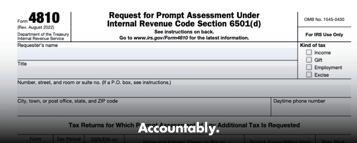 Form 4810 - Prompt Assessment Guide for Estates & Trusts – Accountably.com